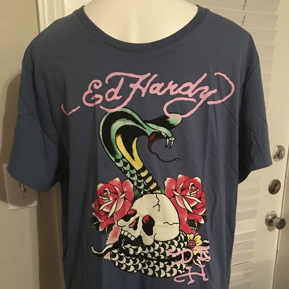 Ed Hardy Serpent & Skull XL Gray T Shirt XL  Box TS1 - Picture 1 of 10